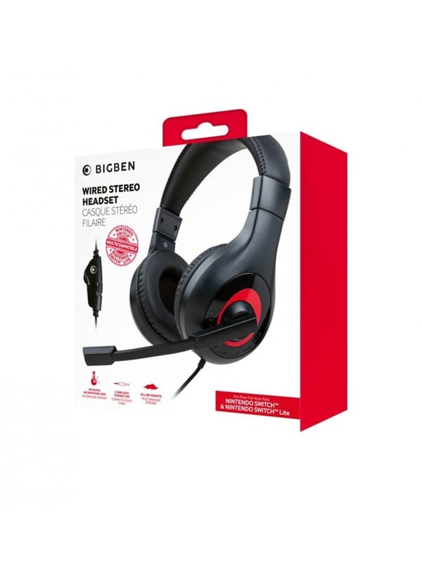 Bigben Interactive Stereo Gaming Headset V1 Black Red Wired Headset Nintendo Switch