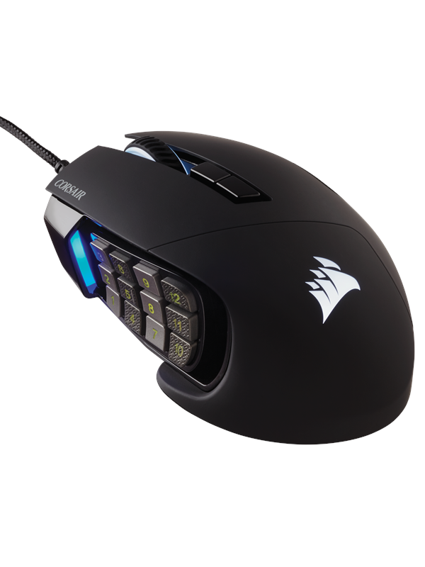 Corsair Scimitar Rgb Elite Mmo Black Gaming Mus Optisk 17 Knapper Sort Med Rgb Lys