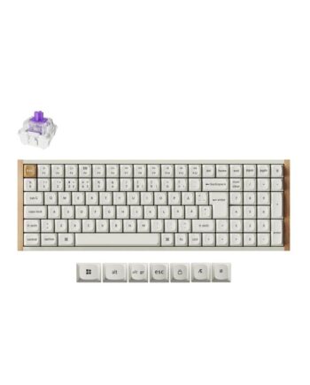 Keychron K4 He Se  Wood  Wireless Tri-mode Hot Swap Qmk Gateron     Purple Magnetic  Hall Effect  Gaming Tastatur Nordisk Hvid