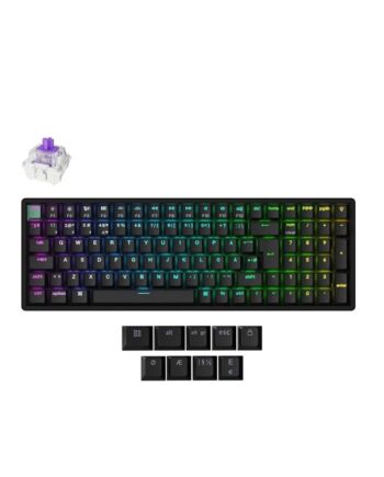 Keychron K4 He Wireless Tri-mode Hot Swap Qmk Gateron     Purple Magnetic  Hall Effect  Gaming Tastatur Nordisk Sort