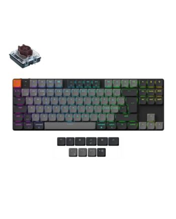 Keychron K1 V6 Rgb Qmk Wireless Hot Swap Qmk Low Profile     Brown Gaming Tastatur Uden Numpad Nordisk Sort