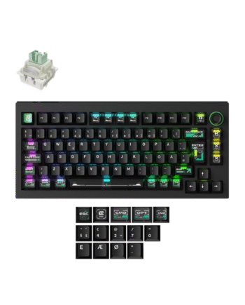Keychron Lemokey L5 He 8k 75  Knob Cyber Lime Magnetic Switch  Hall Effect  Gaming Tastatur Uden Numpad Nordisk Sort
