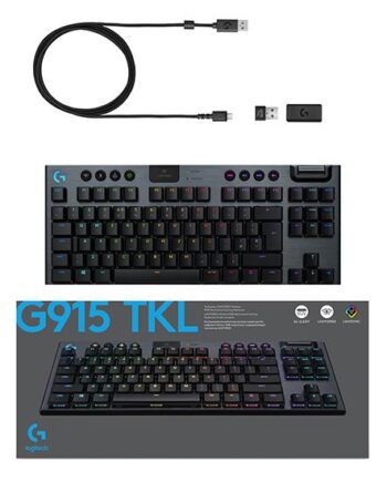 Logitech G915 Tkl Tenkeyless Lightspeed Wireless Rgb Mechanical Gaming Keyboard Tastatur Nordisk Kulsort Indgangsudstyr