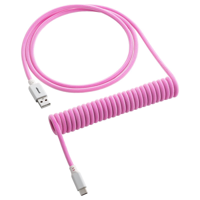 Cablemod Classic Coiled Keyboard Cable Usb   To Usb Type    Strawberry Cream 150cm