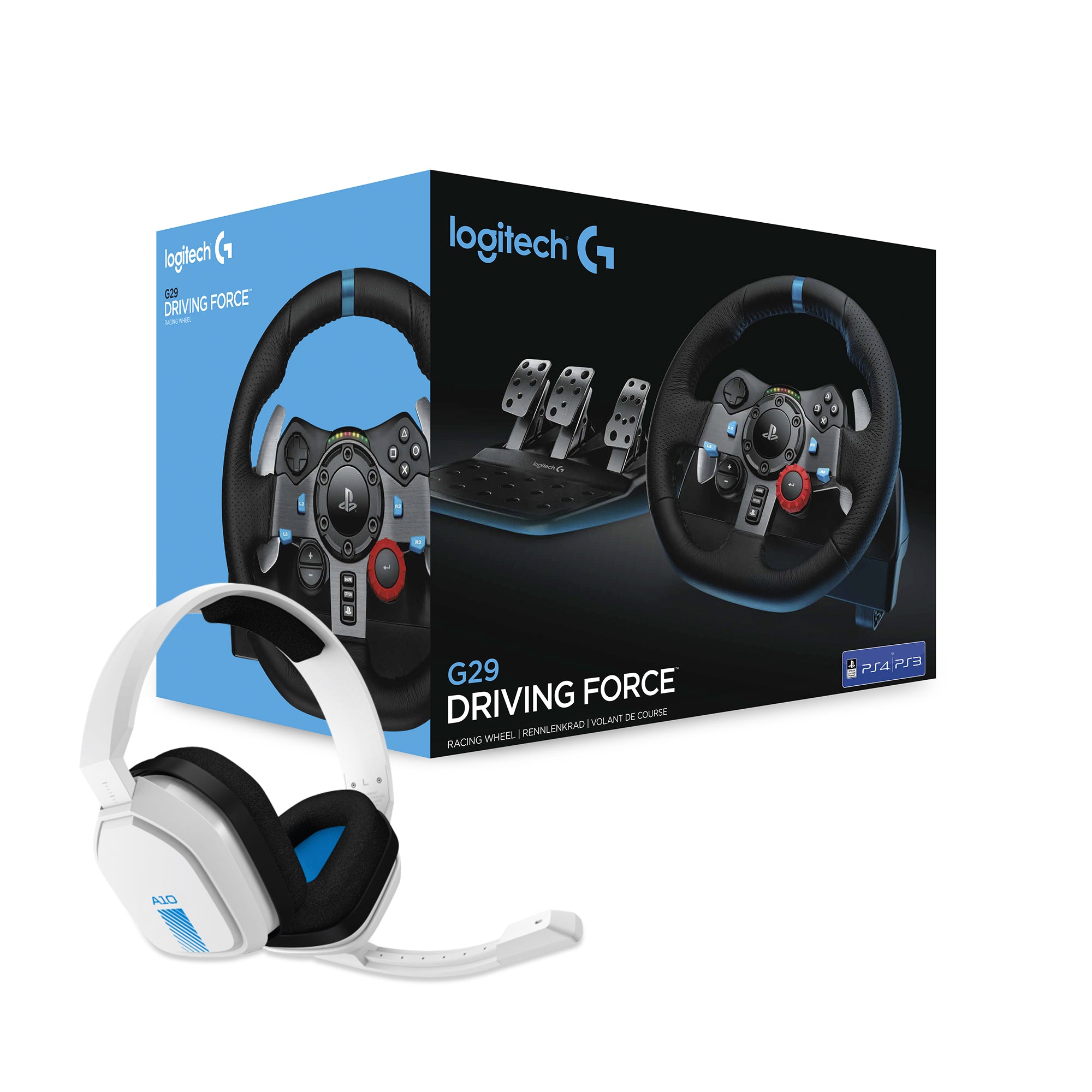 Logitech G29 Driving Force Ps3 Ps4 Ps5   Astro A10 Headset Bundle