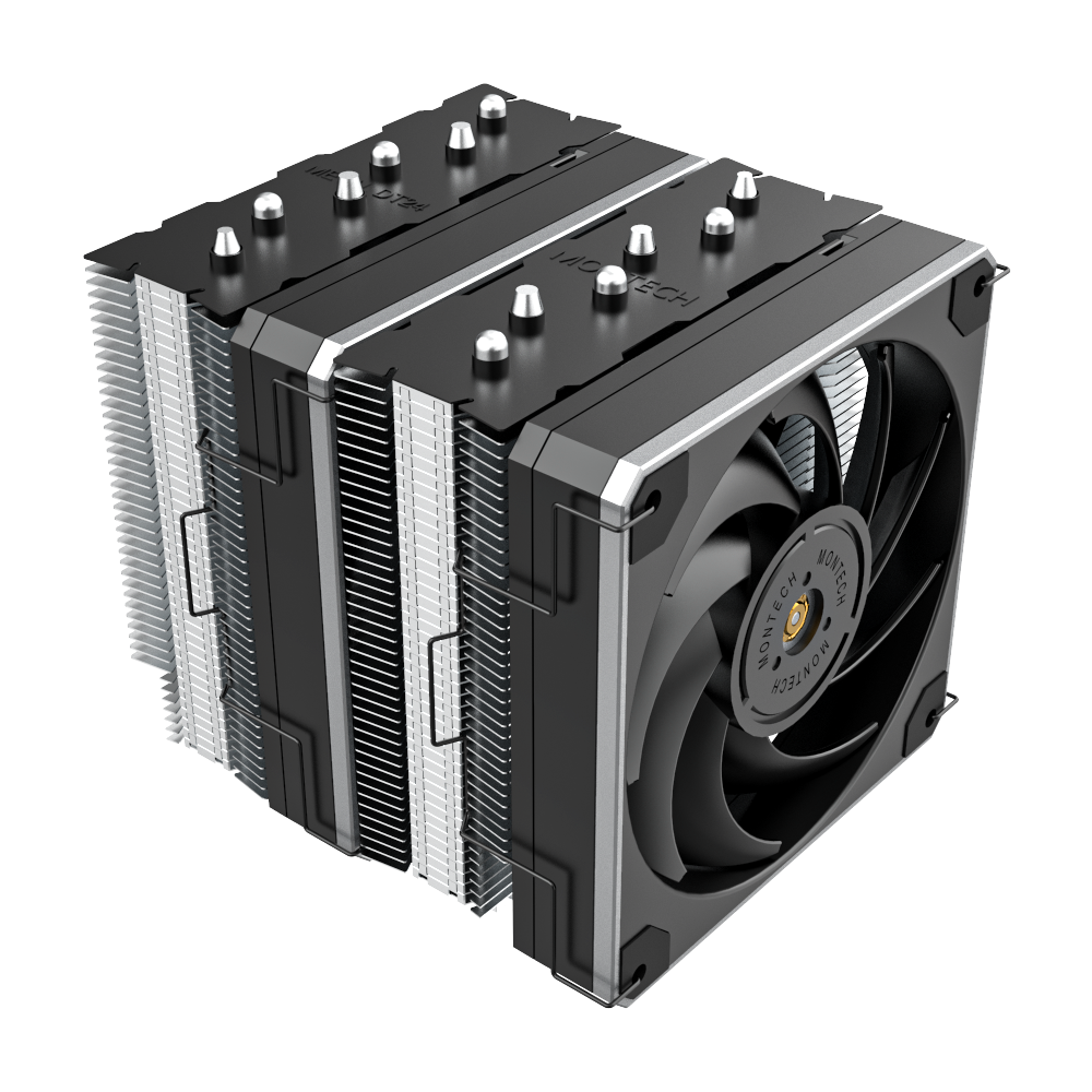 Montech Metal Dt24 Base Cpu Cooler  2x 120mm Pwm Fans  Lga1700   Am5 Support  270w Tdp