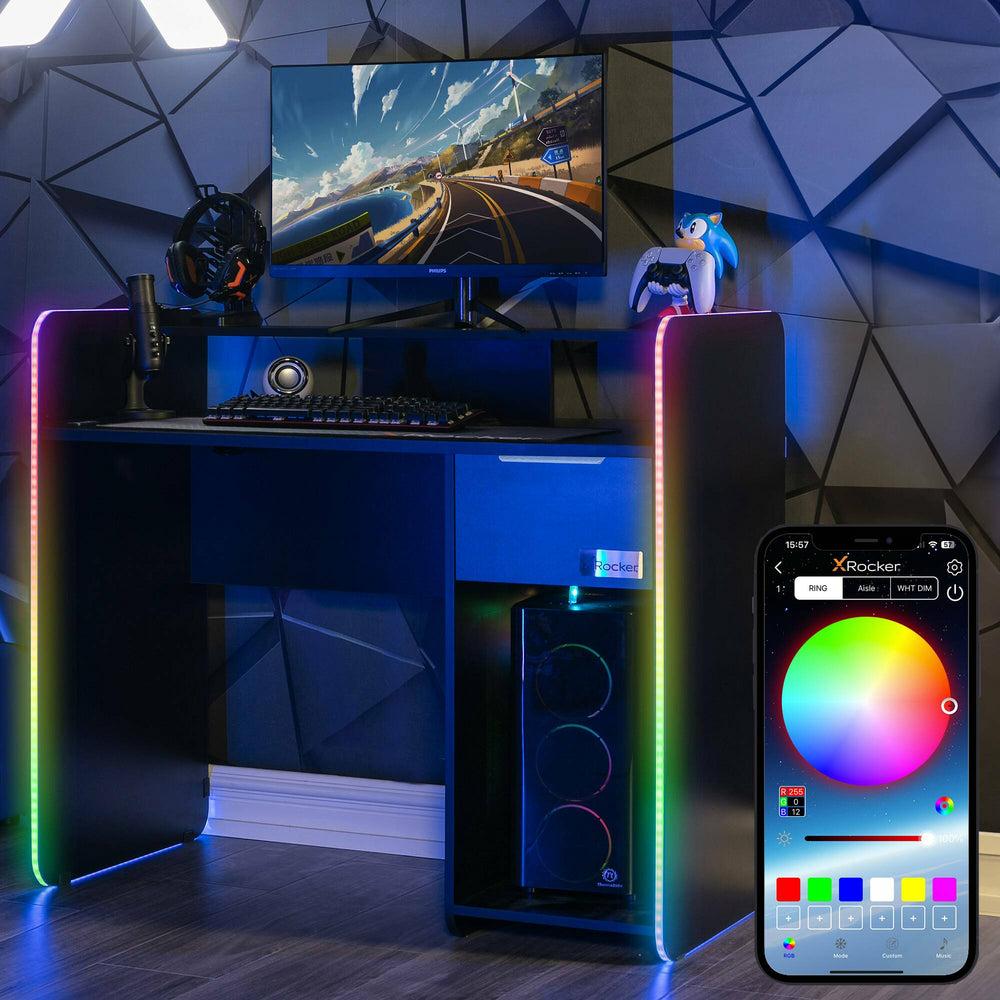 Xrocker Electra Desk Black With Black Led Bord Geekd Dk