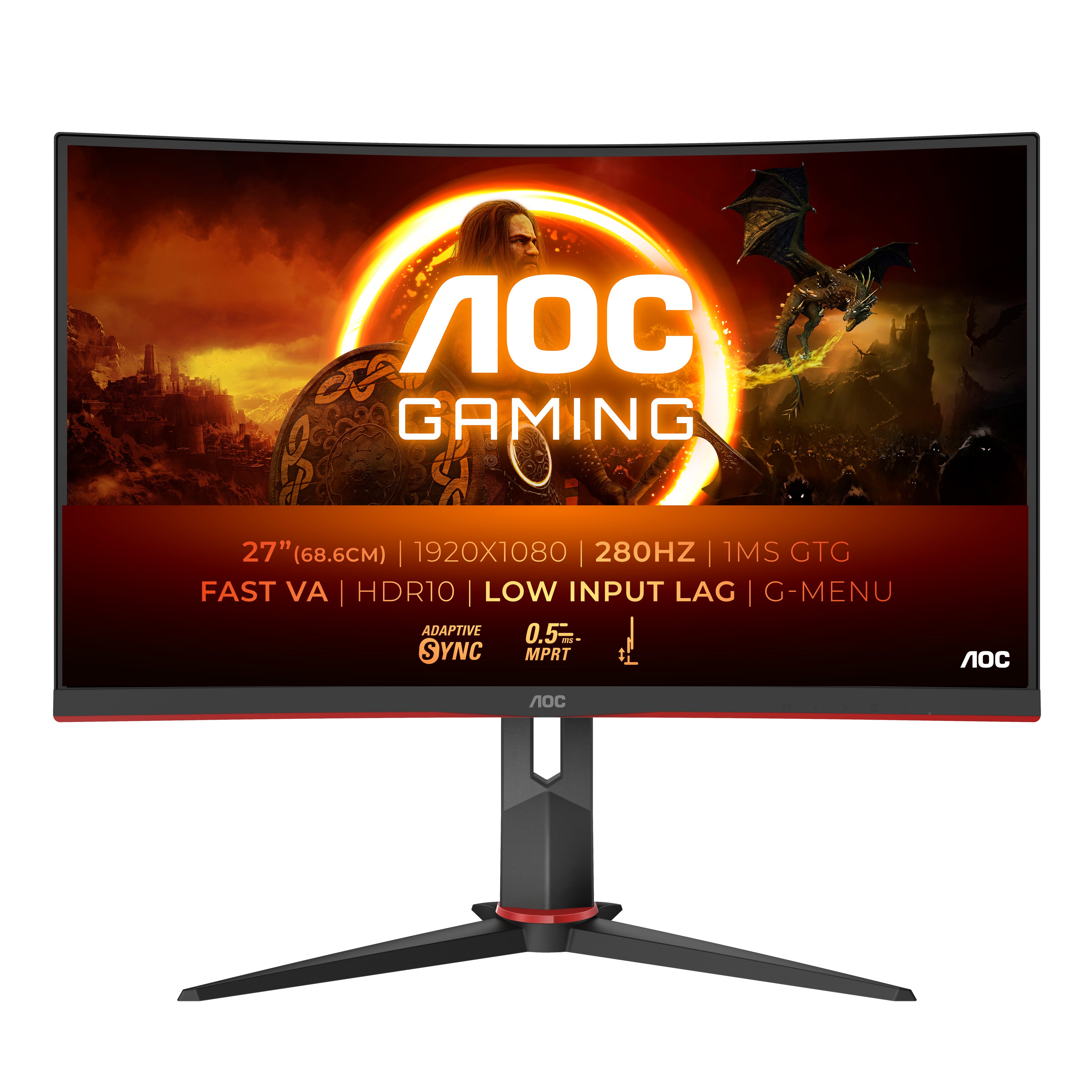 Aoc G2 C27g2z3 Bk Computerskærm 68   Cm  27 Quot  1920   1080 Pixel Fuld Hd Led Sort  Rød