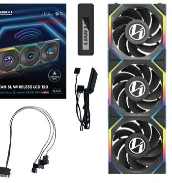 Lian Li Uni Fan Sl Wireless Lcd Reverse    Pak  Sort 120mm Kabinet Blæser Geekd Dk