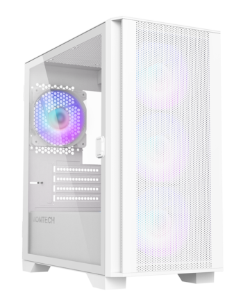 Montech Air 100 Argb White  Micro Atx  Tempered Glass  4x Argb Fans Included