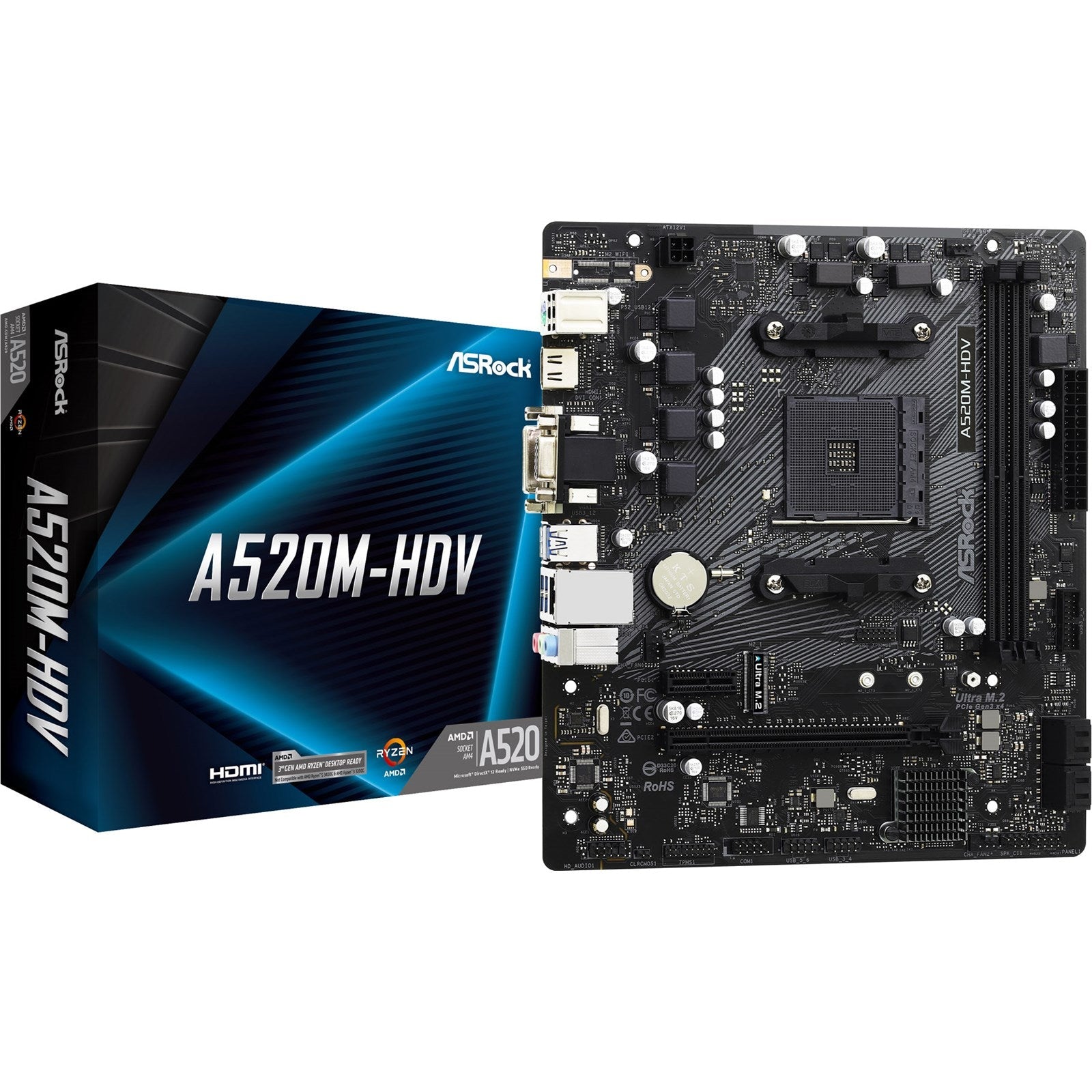 Asrock A520m-hdv Micro-atx  Am4 Amd A520 Bundkort