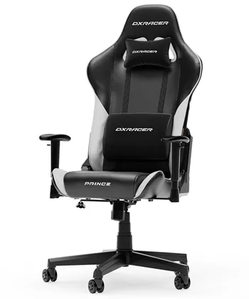 Dxracer Prince   Gamerstol Pvc Læder Sort Hvid