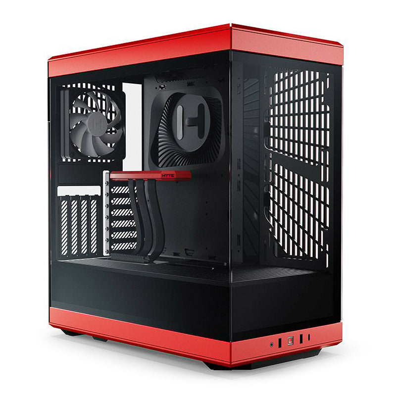 Hyte Y40 Red Miditower Panoramic Glass Veil  Included Pcie     Riser Cable    Included Fans Kabinet Geekd Dk