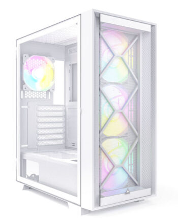 Montech Air 1000 Premium White Midi Tower  Tempered Glass  3x 140mm 120mm Argb Fan  2x Front Panels