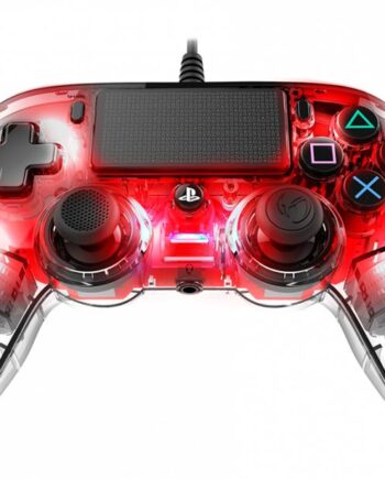 Nacon Wired Compact Controller   Rød Transparent Gamepad Til Ps4   Pc Geekd Dk