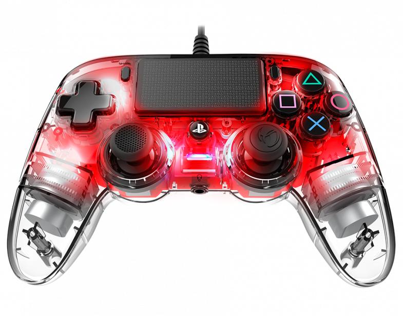Nacon Wired Compact Controller Rød Transparent Gamepad Til Ps4 Pc Geekd Dk