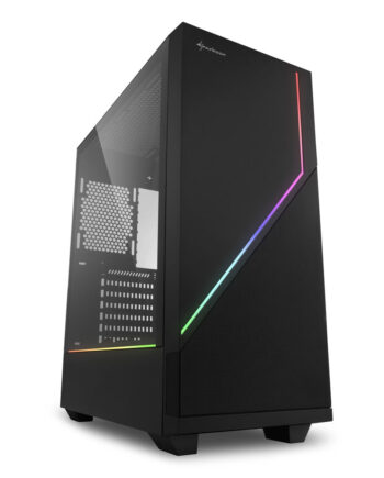 Sharkoon Rgb Flow  Tower Caseâ Black  Side Panel Of Tempered Glass