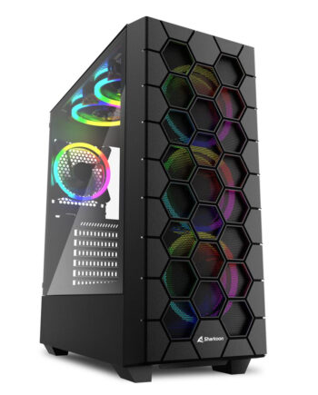 Sharkoon Rgb Hex  Tower Housing  Black  Tempered Glass Side Panel  Kabinet Geekd Dk